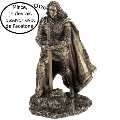 Sur des objets qui supportent, imprégnez-les d'acétone