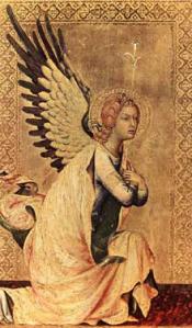 Simone Martini, l'annonciation des offices  an 1333, détail